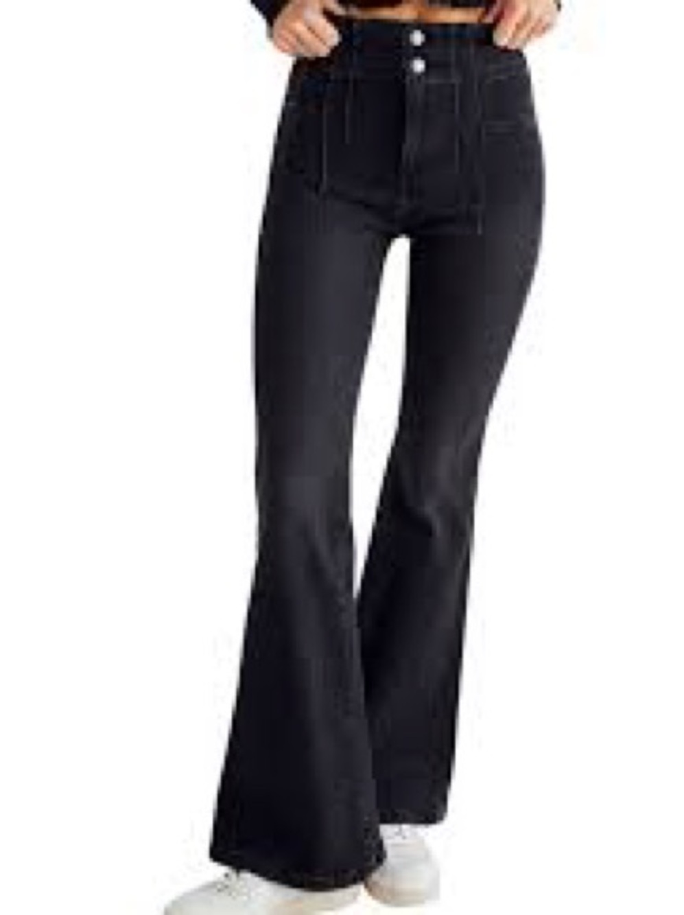Free People We The Free Black High-Rise Flare Jeans